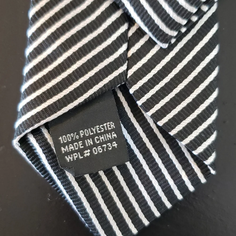 Boys black and white striped Polyeste clip on tie.